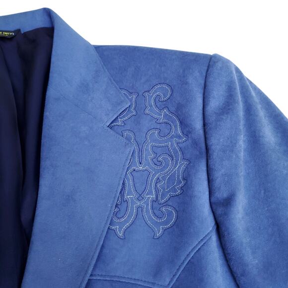 Vintage Pagano West Blue Polyester Western Blazer Jacket Sport Coat 42L - Picture 3 of 12